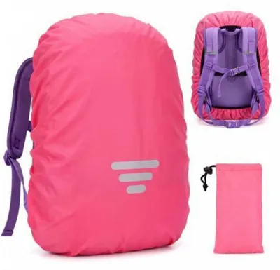Productafbeelding van Regenbescherming voor schooltas, 35 liter, roze, waterdicht, met reflector en opbergzak