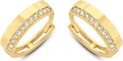 Produktbild von Damen Klappcreolen echt Gold 585 (14kt) mit Zirkonia