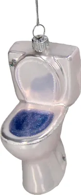Christbaumschmuck Glas 10,7m Toilettenfigur Weiß
