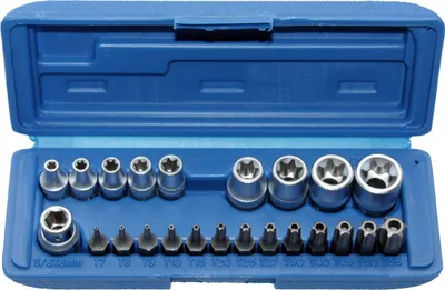 Image de Jeu d'embouts de clés à douille TORX profil E E4-18 + profil T T7-55 Embout de 23 pièces