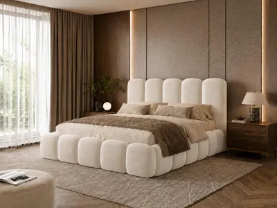 Produktbild von Emlar Polsterbett Teddy 180x200 cm - Designerbett mit Bettkasten & Lattenrost - Velvet-Stoff - Doppelbett mit Stauraum Beige (Magic Velvet 2250)