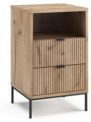 Obrázok produktu pre Nočný stolík Vicco Eliza Dub Viking/čierna 40 x 66 cm s 2 zásuvkami a 1 priehradkou, Model 62160