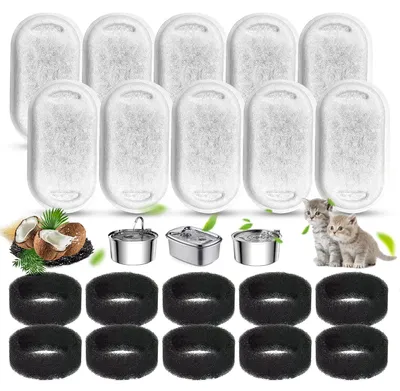 Productafbeelding van Filter kattenfontein - Koolstoffilter en schuimspons - 20 stuks