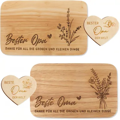 Image de Cadeau pour papy et mamie, cadeau de Pâques pour les grands-parents, planche à petit-déjeuner gravée, cadeau d'anniversaire pour papy et mamie, superbe coffret cadeau avec planche en bois, cadeaux de Noël pour les grands-parents