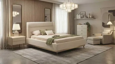 Obrázek produktu pro Ložnicová sada, béžová, moderní,  postel, komoda, noční stolek