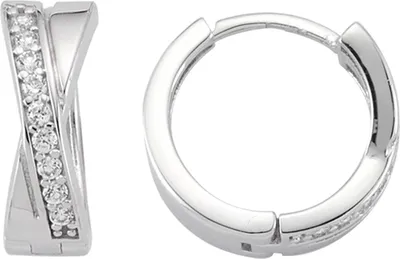 Produktbild von JOBO Creolen 925 Sterling Silber 18 Zirkonia Ohrringe Silberohrringe