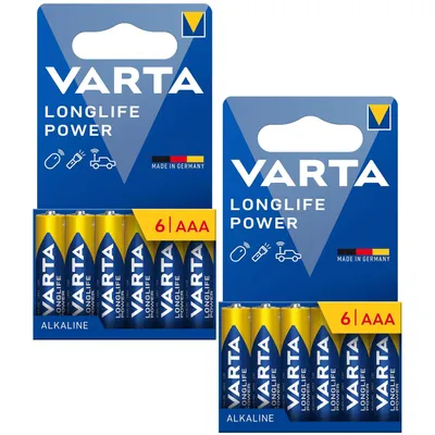 Immagine prodotto di 12 batterie R-03 R03 AAA LR06 da 1,5 V VARTA Longlife Power Alkali
