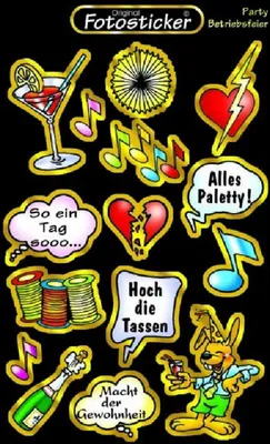Produktbild von Sticker Party Stickerkarten Motiv 5 lustige Sprüche 10,7 x 17 cm Partyfotos