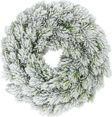 Produktbild von Künstlicher Tannenkranz halbgebunden mit Kunstschnee - 30 cm - Hochwertiger Adventskranz mit naturgetreuen Tannenspitzen