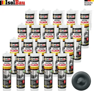 Isolbau Neutralsilikon Anthrazitgrau 20 x 300 ml Dichtstoff Naturstein Fugen wasserdicht