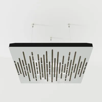 Produktbild von 2er-Pack – Abgehängtes Decken-Akustikpaneel mit Samtstoff und Befestigungsset|50x50x5cm|Schallabsorption[WAVE -Weißer Kunststoff|Beige]