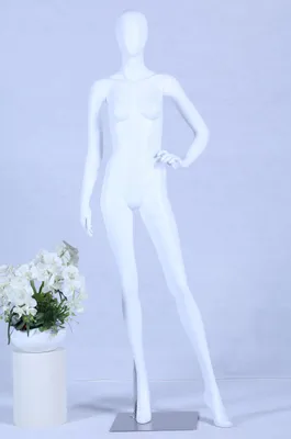 Produktbild von Schaufensterpuppe S+27 Frau weiß matt lackiert hochwertig Egghead mit Metallplatte Frau Weiblich