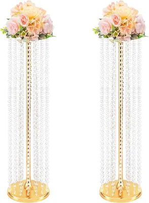 Immagine prodotto di Set di vasi da fiori - Decorazione da tavolo - Set di 2 - Altezza 24 cm - Acrilico - Misura L - Per Capodanno e feste - Oro