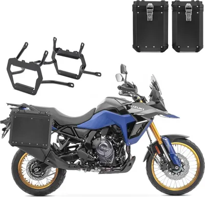 Immagine prodotto di Set valigia in alluminio + portavaligie adatto per Suzuki V-Strom 800 / DE 23-25