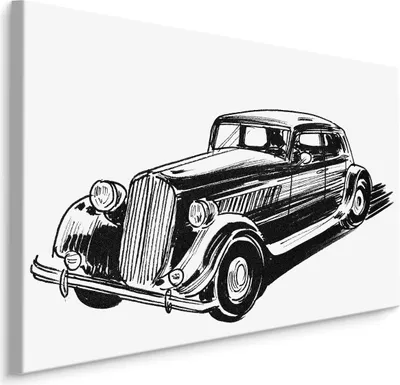 Produktbild von Fabelhafte Canvas LEINWAND BILDER 40x30 cm XXL Kunstdruck Auto Retro Skizziert Gemalt