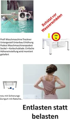Produktbild von Wetter Warnlage aktuell ...wir liefern Sicherheit bis 30 cm Unterbausockel mit Korbfach für Wäschetrockner und Waschmaschinen. Universell einsetzbar (Markenunabhängig) - 30cm hoch. Farbe: Weiß;stabiles Waschmaschinen-Untergestell 200 Kilo