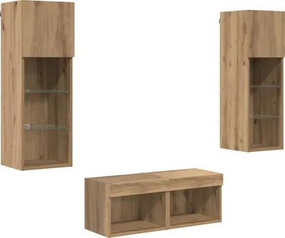 Produktbild von vidaXL TV-Wandregale 4 pcs Schwarz Eichen-Optik Holzwerkstoff