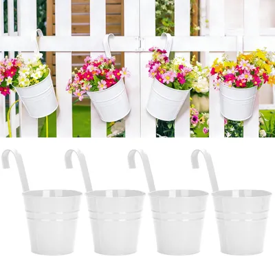 Produktbild von Hängender Blumentopf 10 cm, 4 Stücke, Metall, weiß, für Balkon
