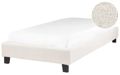 Zdjęcie produktu dla BELIANI Łóżko jasnobeżowe tapicerowane boucle 90 x 200 cm jednoosobowe ze stelażem bez zagłówka