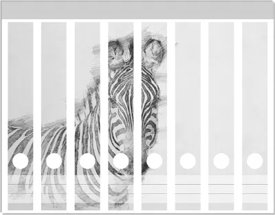 Produktbild von Wallario Ordnerrücken Sticker, selbstklebend für schmale Ordner, 8 Stück, Motiv Zebra in schwarz weiß - Bleistift Zeichnung