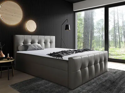 Obrázek produktu pro Hotelová manželská postel 160x200 ORLIN - šedá  + topper