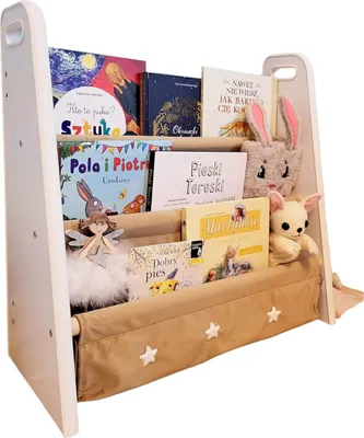 Produktbild von Love Gifts Montessori Bookshelf, Kinder-Bücherregal,Bücherregal für Kinder,Hängefächerregal Zeitungsständer mit 3 Ablagefächern (Brown)