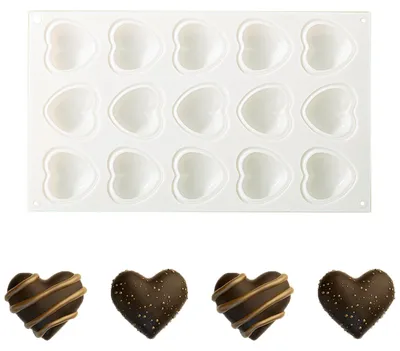 Productafbeelding van Siliconen bakvorm - Hartvormig voor chocolade en gebak - Ø 5 cm