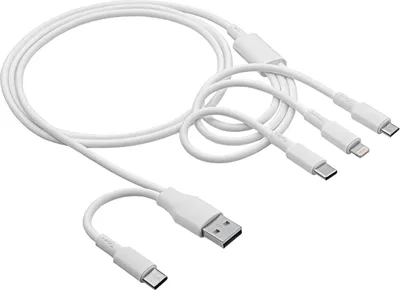Zdjęcie produktu dla Akyga AK-USB-52, 1,2 m, USB A/USB C, USB C/Micro-USB B/Lightning, Biały