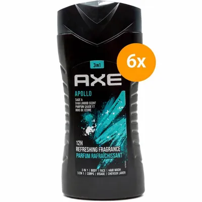 Produktbild von Axe Apollo Duschgel für Männer mit Duft von grünen Früchten und Salbei, 6x 250 ml