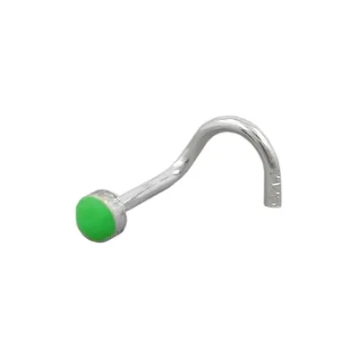 Produktbild von Nasenstecker 25mm Spirale mit Email-Punkt grün Silber 925 silber/grün 2,5mm