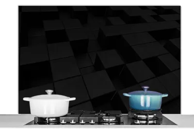 Obrázok produktu pre MuchoWow® Splashback Kuchyňa - Kuchynský backsplash - Ochrana steny pre sporák a drez Kocka - čierna - biela - vzory 120x80cm Alu-Dibond (alternatíva