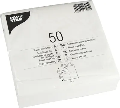 Immagine prodotto di PAPSTAR  17080 PAPSTAR Servietten, 330 x 330 mm, 2-lagig, weiß, 50er