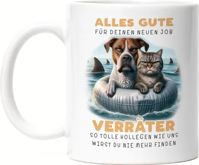 Produktbild von Alles Gute für deinen neuen Job Verräter Tasse Weiß - Neuer Job Sarkasmus