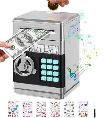 Elektronische Geld-Bank, ATM-Sparschwein für Kinder, silber