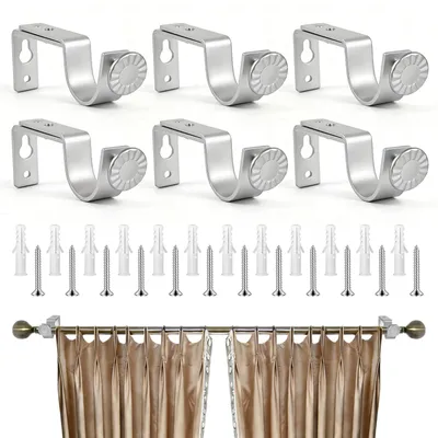 Gardinenstangenhalter 6er-Set, Metall, 22–28 mm, silber