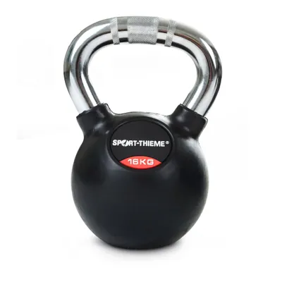 Produktbild von Sport-Thieme Kettlebell "Gummiert mit gerändeltem Chrom-Griff", 16 kg