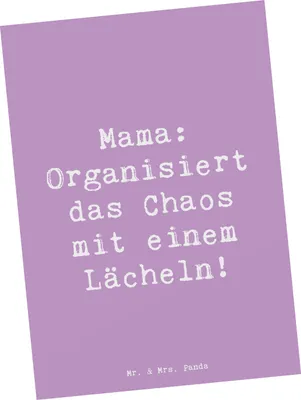 Produktbild von Mr. & Mrs. Panda Postkarte Spruch Mama Ordnung - Lavendeltraum - Geschenk, persönliche Erinnerungen, Ansichtskarten, einzelkarte, Chaos, Grußkarte, Liebe, Postkarten