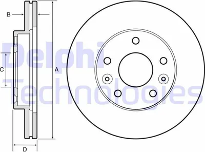 Produktbild von 2x DELPHI Bremsscheibe BG4455 für RENAULT Megane IV Schrägheck (B9A/M/N_) 44 1mm