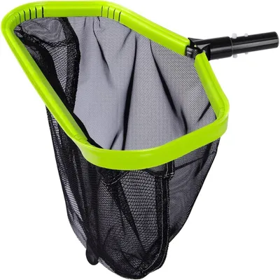 Productafbeelding van Zwembadbodemreiniger met aluminium frame en dubbel dik net, groen, 43,5 x 26 cm opening