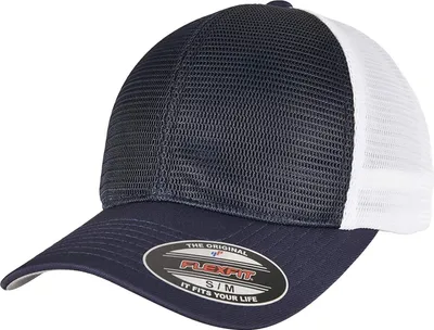 Image de Flexfit - Hommes/Femmes Unie Bicolore - Casquette "Omnimesh", filet RW8069 (L - XL) (Bleu marine/Blanc)