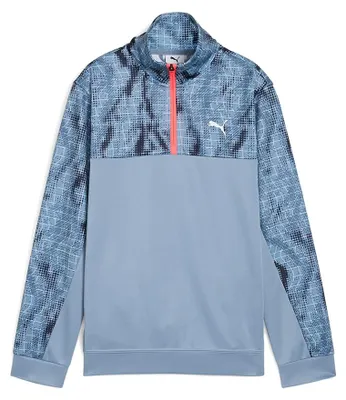 Productafbeelding van PUMA jongens sweatshirt, model Tad AOP, met halve rits, kleur: cool blauw, maat: 176 EU