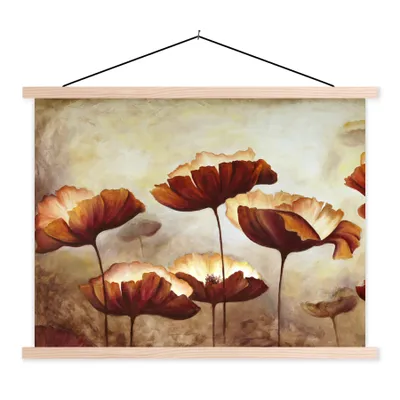 Produktbild von MuchoWow® Textilposter Malerei - Blumen - Ölfarbe - Pflanzen 40x30 cm mit holzfarbenen Rahmen - Bilder