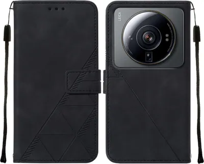 Produktbild von Xiaomi 12S Ultra Hülle, Schlank Prägung Flip Leder Kartenfächer Schutzhülle mit Ständer für Xiaomi 12 Ultra / 12S Ultra Schwarz