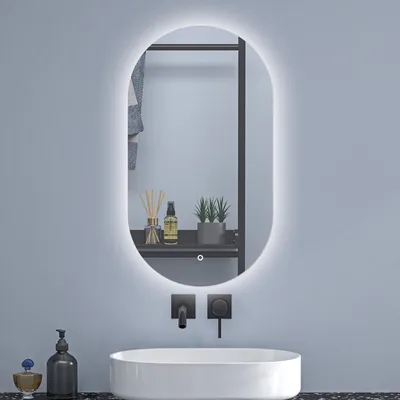 Produktbild von LED Badspiegel 100×60cm Kaltweiß dimmbar Memory eine Stunde automatische Abschaltung Touch Wandschalter Badezimmerspiegel