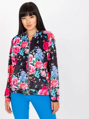 Produktbild von Rue Paris Sweatshirt mit Reißverschluss für Frauen Cugeus schwarz rot S/M