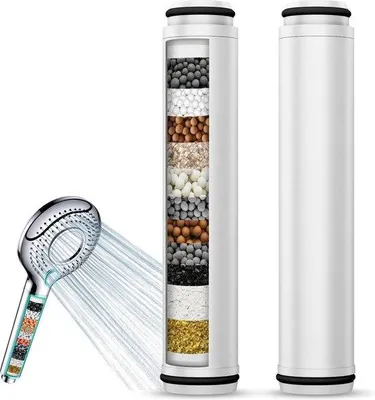 Obrázek produktu pro 2 filtry pouze pro ruční sprchu s 15 vrstvami náhradních filtrů pro čištění tvrdé vody a odstraňování chlóru a škodlivých látek