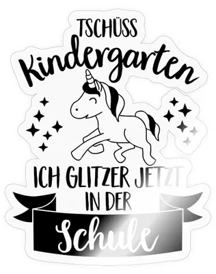 Produktbild von Spreadshirt Einschulung Einhorn Tschüss Kindergarten Sticker Aufkleber, 10 x 10 cm, Transparent glänzend