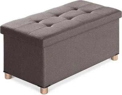 Obrázek produktu pro Ibenzoa® Hnědý skládací sedací taburet s nastavitelnou opěrkou nohou a úložným prostorem, 76 x 38 x 40 cm – skládací, vhodný na balkon, terasu a do interiéru