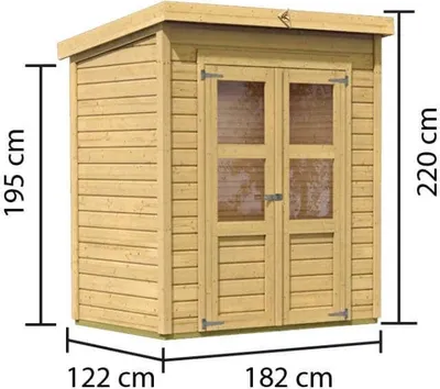 Productafbeelding van Karibu tuinhuis/schuur, model Merseburg, 2 stuks, onbehandeld, afmetingen 182x126x219 cm