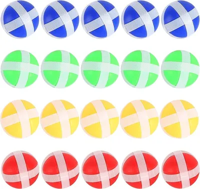 Klettball-Set 20 Bälle, Fangspiel, 4 Farben, Ersatzbälle